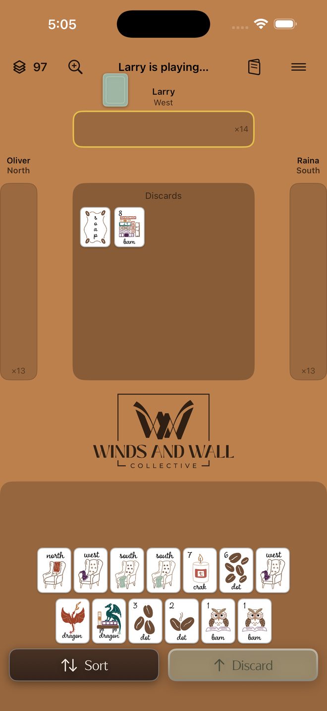 A multiplayer table on the Cozy tile set while another player takes their turn